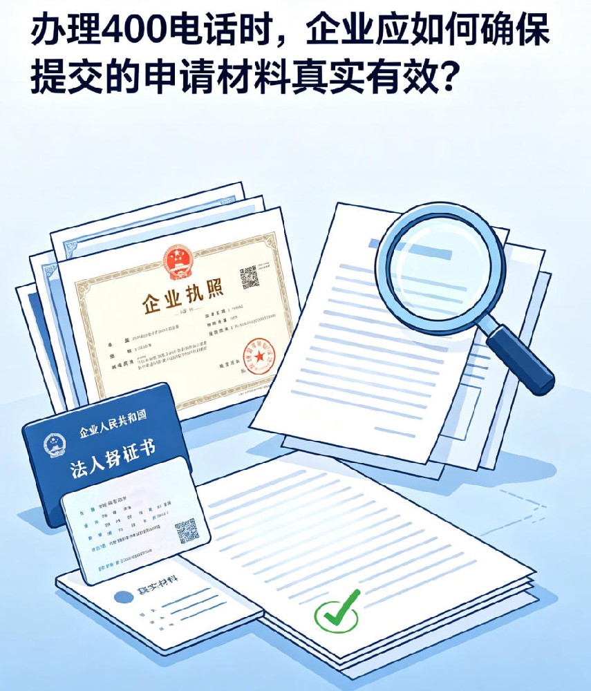 办理400电话时，企业应如何确保提交的申请材料真实有效？